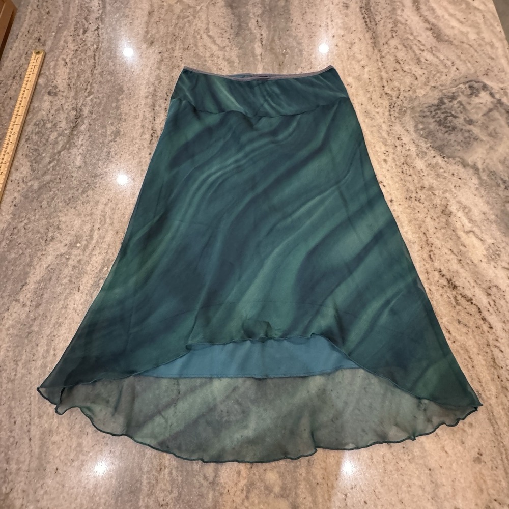 VTG 90s Paper Doll Size L Layered Sheer Midi Skirt Festival Boho Indie Blue